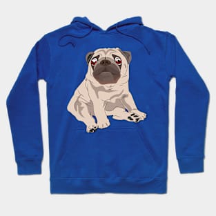 Cute puppy pug sitting down - hand drawing illustrations Hoodie